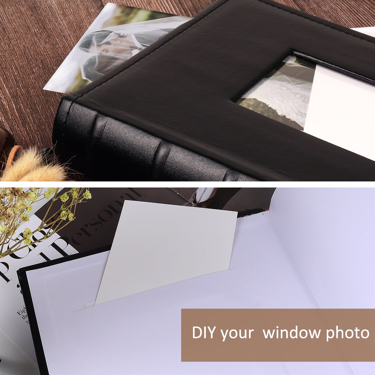 RECUTMS 4x6 Photo Album 300 Pictures Sewn Premium Leather Cover Memo Recording Family Photo Album Wedding Picture Albums Anniversary Baby Holiday Albums(Brown)