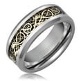 thumbnail image 3 of Mens Wedding Band in Titanium 8MM Promise Engagement Ring Gold-Plated Celtic Dragon Design, 3 of 3