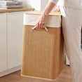 thumbnail image 4 of HOMCOM Double Laundry Basket with Lid, 100L Laundry Hamper, Brown, 4 of 5
