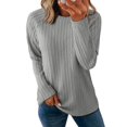 thumbnail image 1 of Top Dokotoo de manga larga de primavera para mujer, talla grande, gris, 1 of 6