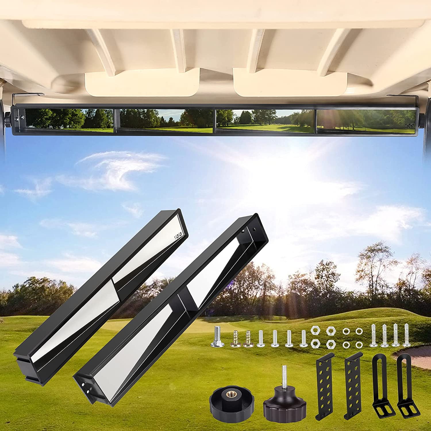 Buy 10L0L Universal 4 Panel Golf Cart Mirror,Rear View Mirror for Golf