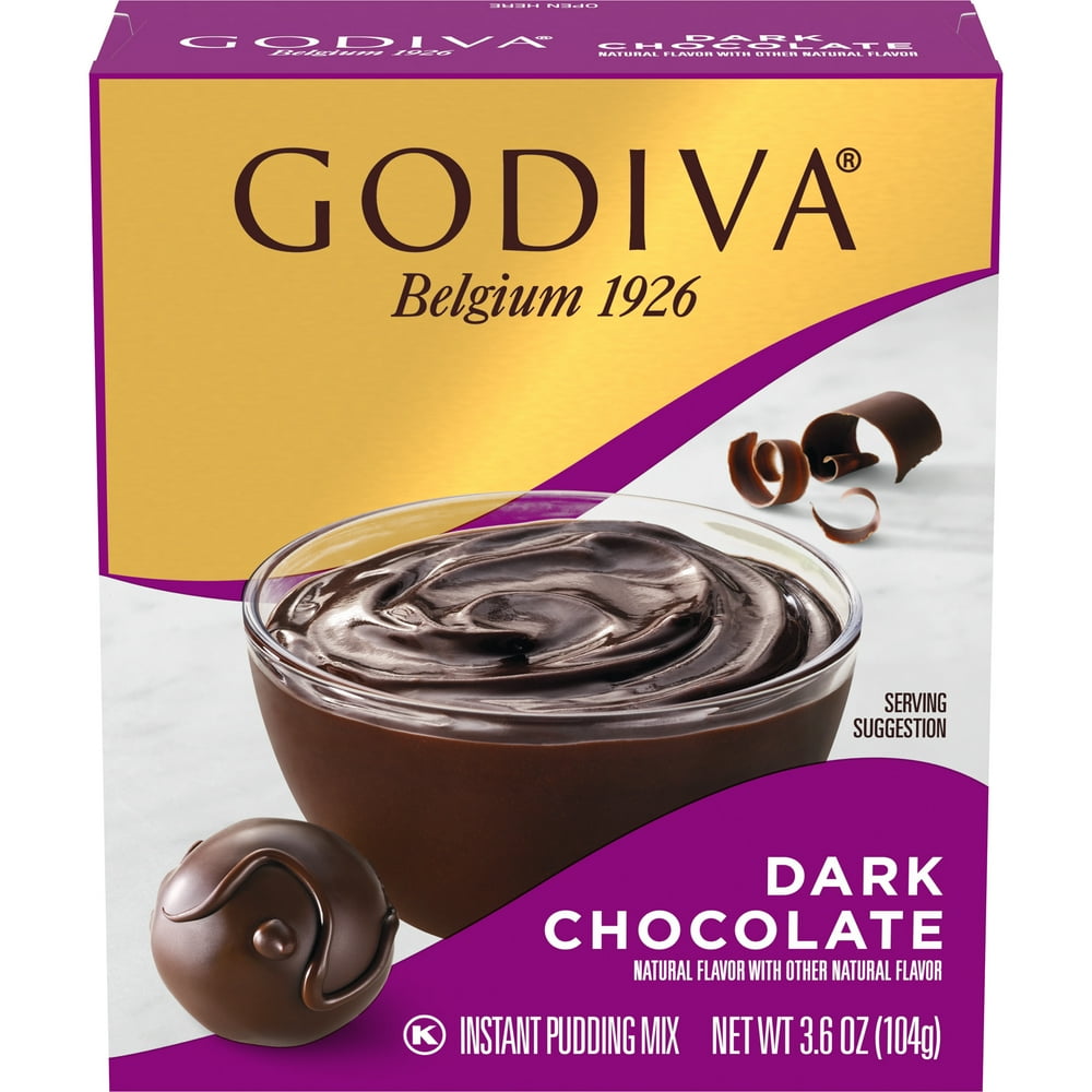 Godiva Dark Chocolate Instant Pudding Mix, 3.6 oz Box