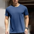 thumbnail image 2 of ibiyuan Men T Shirts Crewneck Short Sleeves Streetwear Fashion Linen Shirts for Men Summer Plain Basic Tee Tops, 2 of 4