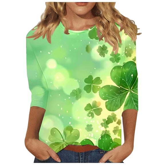 FDGIU ‌‌‌‌Women's St. Patrick's Day T-Shirt - Short Sleeve Crew Neck Shamrock Graphic Tee