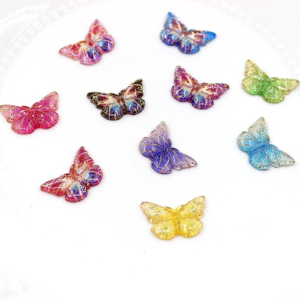 Dijes de Uñas de Mariposa 3D, 100 Piezas Dijes de Arte de Uñas Gemas de Uñas de Mariposa para Diseño de Uñas Acrílicas Manualidades DIY Suministros de Decoraciones de Arte de Uñas