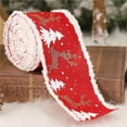 thumbnail image 3 of facefd Christmas Wrapping Ribbon Linen Fabric Width DIY Craft Printing Ribbons Wreaths Wedding Birthday Ornaments New Year Pink, 3 of 8