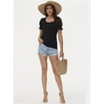 thumbnail image 6 of 3-pack Black Tops for Women Summer Casual Ruffle Trim Sleeve Square Neck T Shirts, 6 of 6