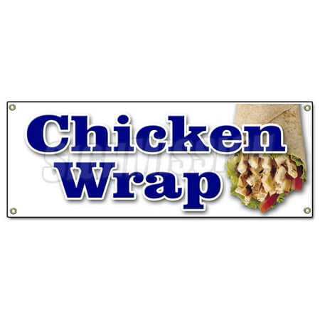 CHICKEN WRAP BANNER SIGN food vendor chicken grill bbq poultry restaurant (Best Bbq Chicken Restaurant)
