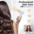 thumbnail image 3 of Secador de pelo profesional de alta velocidad de 160.000 RPM, 500 millones de iones negativos, secado rápido, silencioso, termorregulador, de viaje, con difusor y boquilla magnéticos, color blanco., 3 of 5