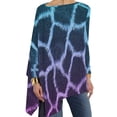 thumbnail image 2 of Blue Giraffe Skin Print T-Shirt Casual Loose Long Sleeve T-Shirts Printed Aesthetic Tee Shirt Women Autumn Tees Big Si, 2 of 7