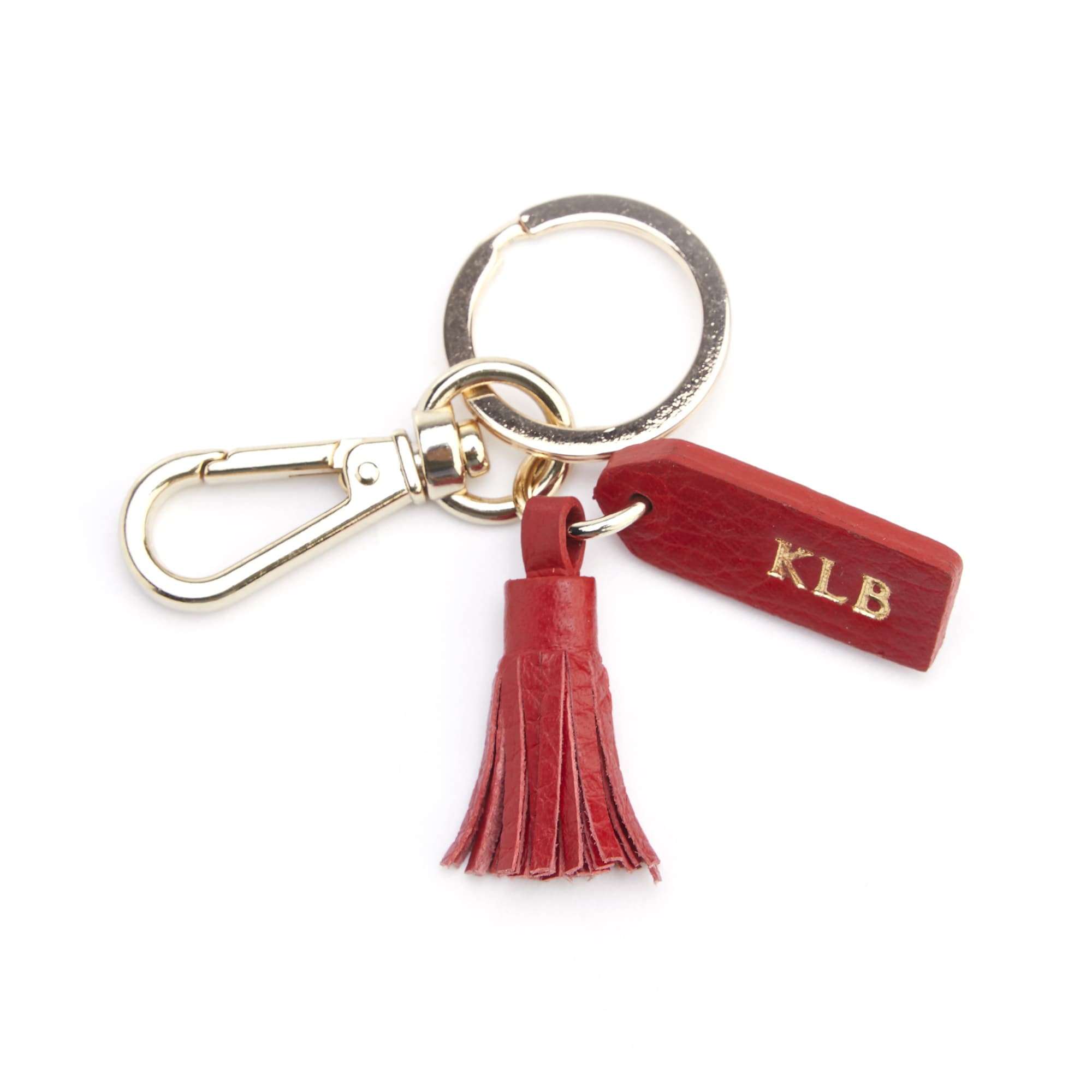 Royce Leather Mini Tassel Key Fob, Silver