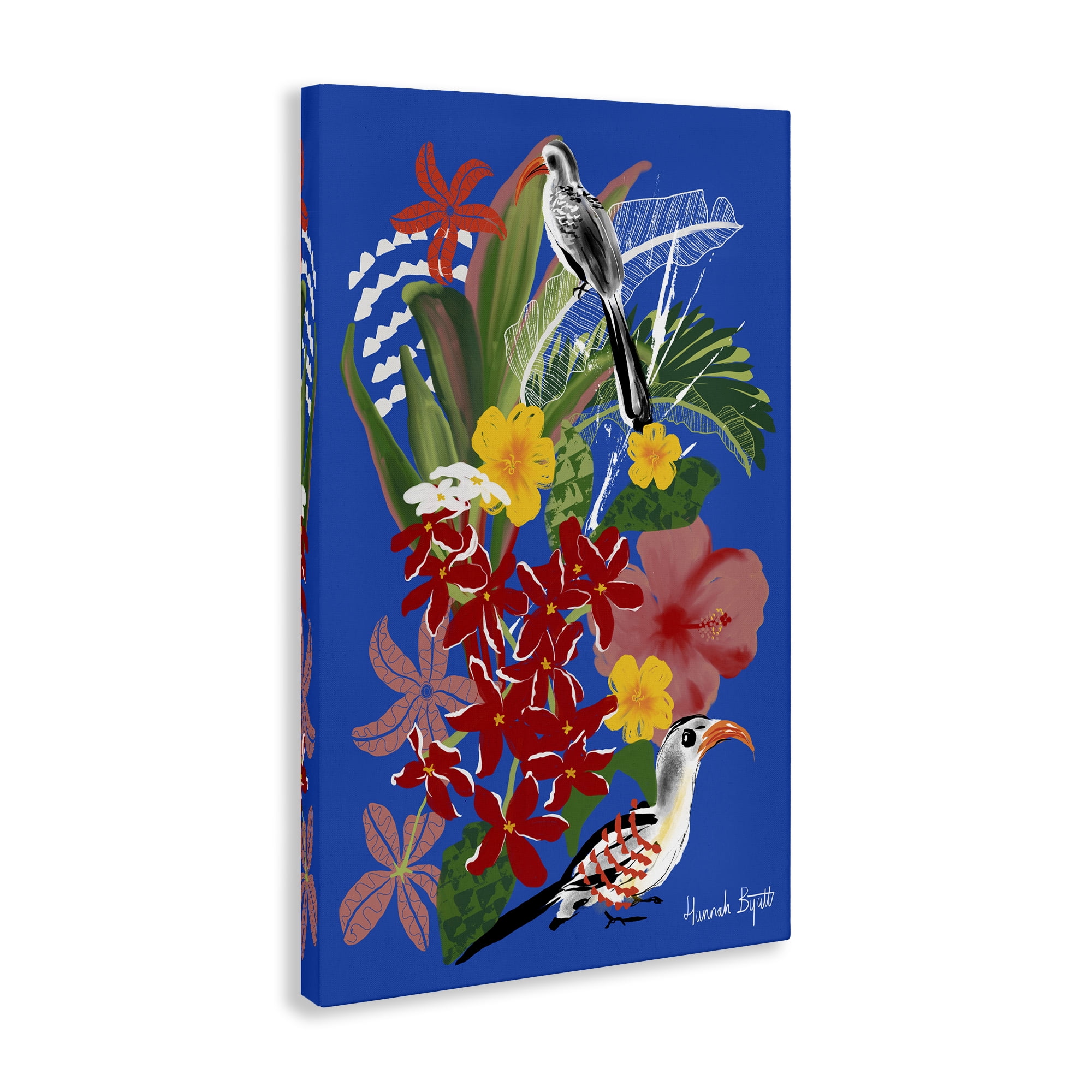 Stupell Industries Gambia Inspired Botanicals Animals Painting Wrapped Canvas Art Print Wall Art, 16 x 24