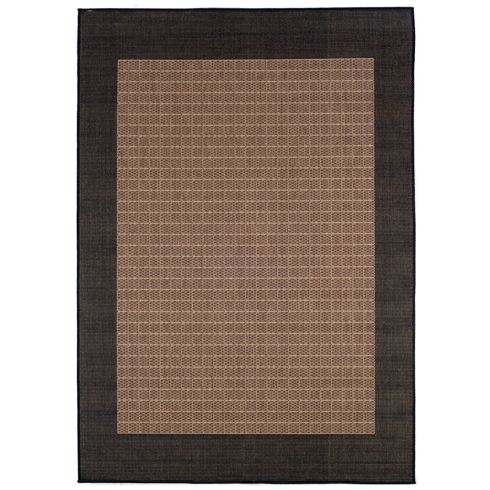 Couristan Recife Checd Field Cocoa Black Indoor Outdoor Rug 5 3 X7 6