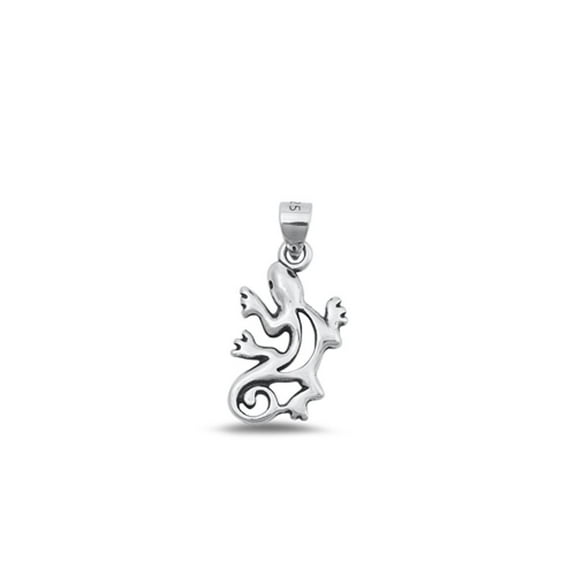 Sterling Silver Oxidized Small Gecko Reptile Pendant Charm .925 New Jewelry Female Unisex