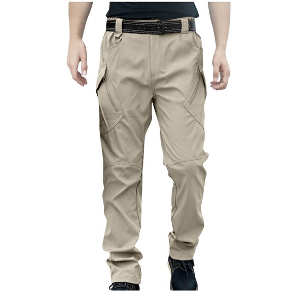 Lorytime Men's Cargo Pants with Elastic Waist Straight Leg Trousers Outdoors Pants with Multi Pockets Outwear