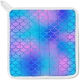 thumbnail image 3 of Polyester Insulation Kitchen Oven Mitts Potholder Apron 3Pcs Set Cool Color Magic Mermaid Tail Non Slip Heat Resistant Gloves for Baking Cooking BBQ, 3 of 7
