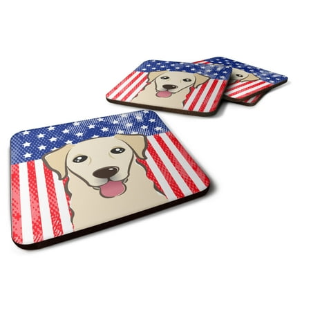 

Carolines Treasures BB2182FC American Flag and Golden Retriever Foam Coaster Set of 4 3 1/2 x 3 1/2 multicolor