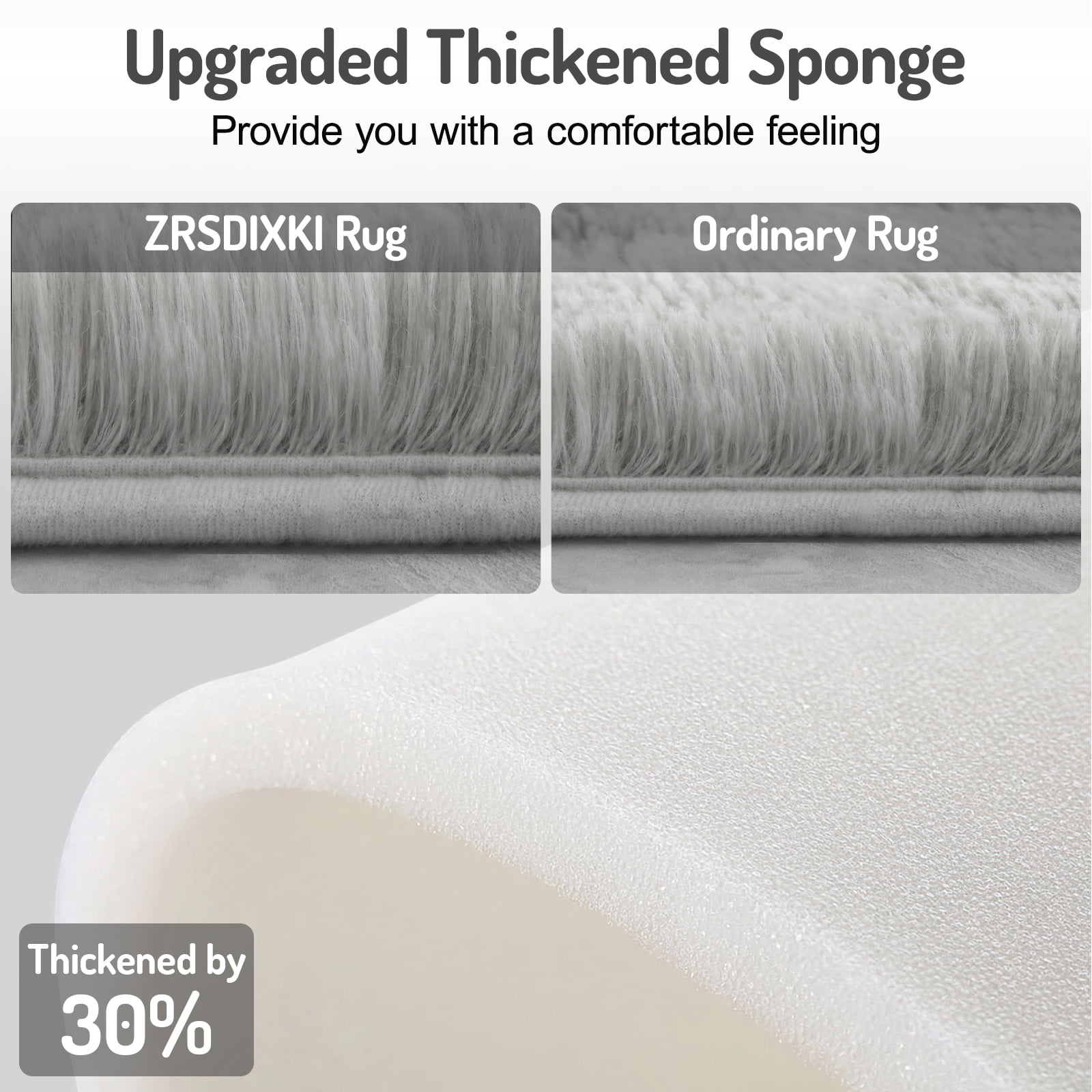 ZRSDIXK 8ft x 10ft Area Rug, Soft Fluffy Area Rugs for Living Room Bedroom Kids Room Decor Carpet, Light Gray