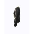thumbnail image 3 of Women's Black And White Color Block Faux Leather Blazer Single Button Notched Lapel Contrast Trim PU Jacket Plus Size Formal Slim Fit Fashion Outerwear With Exquisite Cuff And Pocket Details, 3 of 6