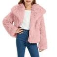 thumbnail image 3 of XIMIN Girls Faux Fur Coat Kids Windproof Thick Fluffy Long Sleeve Cozy Lapel Collar Plush Outerwear Open Front Fuzzy Jacket Warm Winter Shaggy Outwear with Pockets, 3 of 5