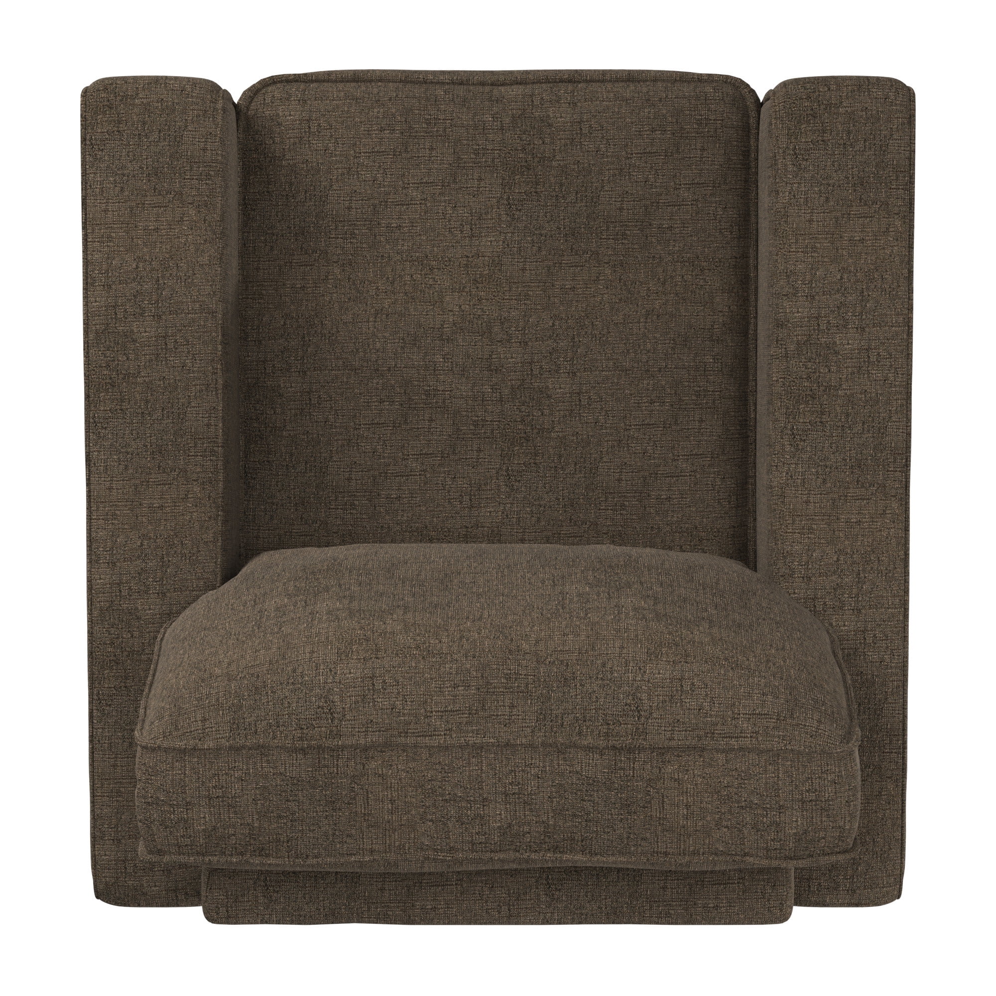 Weston Home Svolvar Modern Fabric Upholstered Square Arm Chair, Brown Chenille Fabric