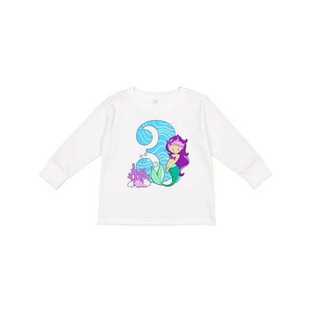 

Inktastic Third Birthday Mermaid Gift Toddler Toddler Girl Long Sleeve T-Shirt