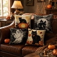 thumbnail image 7 of Lzobxe 4 Pack Halloween Pillowcases, Decorative Outdoor Cushion Cover, 45x45cm Ghost Pumpkin Throw Pillow Cover for Sofa Couch Home Party Decor, 7 of 7
