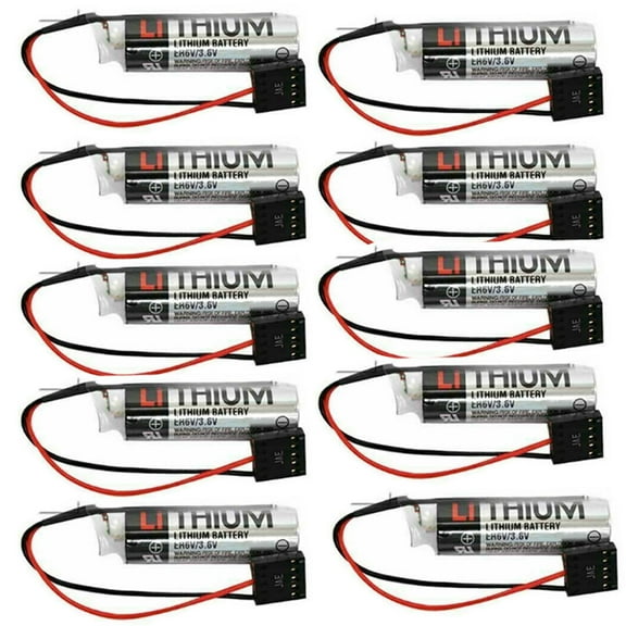 PROTOW (10-Pack) ER6VC3N ER6V/3.6V 2000mAh Battery with JAE5PIN Plug PLC Battery CNC New