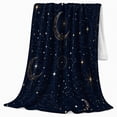 thumbnail image 2 of Crescent Moons Constellations and Golden Stars, Mystical Celestial Night Pattern for Stargazers, Birthday Gift, Soft Flannel Blanket for Bedroom, Starry Home Decor, 2 of 9