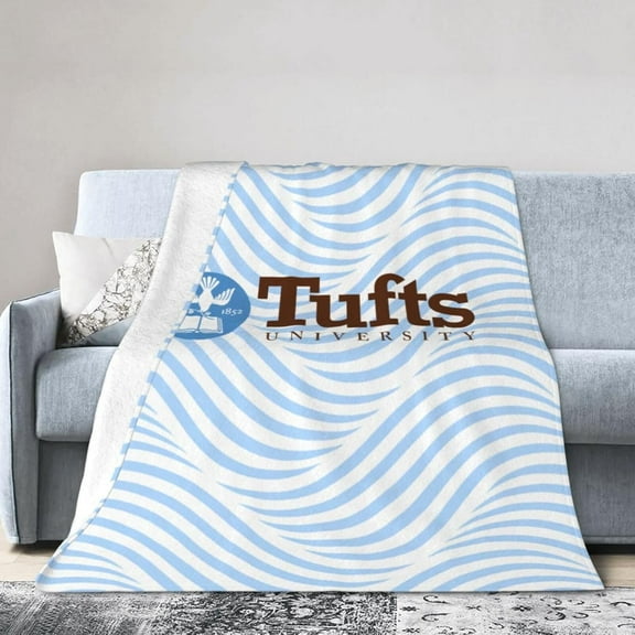 Tufts University Logo Fleece Blanket, Very Soft Microfiber Flannel Blanket for Couch Warm and Cozy for All Seasons