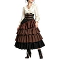 thumbnail image 2 of Steampunk Victorian, Tiered Skirt Corset, Belt Ruffled Gothic, Long Skirt Vintage, Steampunk Victorian Tiered Skirt With Corset Belt Ruffled Gothic Long Skirt for Fall Festival, Brown L, 2 of 9