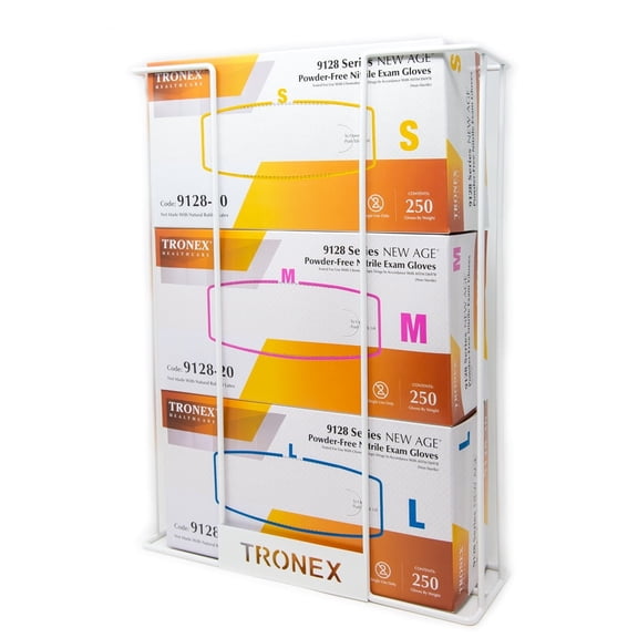Tronex WB-3 Triple Glove Box & Tissue Rack, Wall-Mount, White Steel, 1 Rack