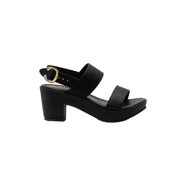 Zapatillas Casuales Bajas Playa Caribe Negras Tacón Bloque 22