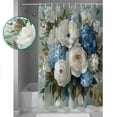 thumbnail image 3 of Extra Long Shower Curtain 72x84 Inch, White Spring Floral Shower Curtain Waterproof Bathroom Decor Pastoral Flowers Modern Oil Painting Fabric Bath Curtain Set Accessories with Hooks, 3 of 6