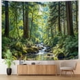thumbnail image 3 of Sunlit Forest Stream Landscape Tapestry, Tranquil Nature Wall Hanging for Room Decor, Peaceful Woodland Home Decor 50L x 60W, 3 of 7