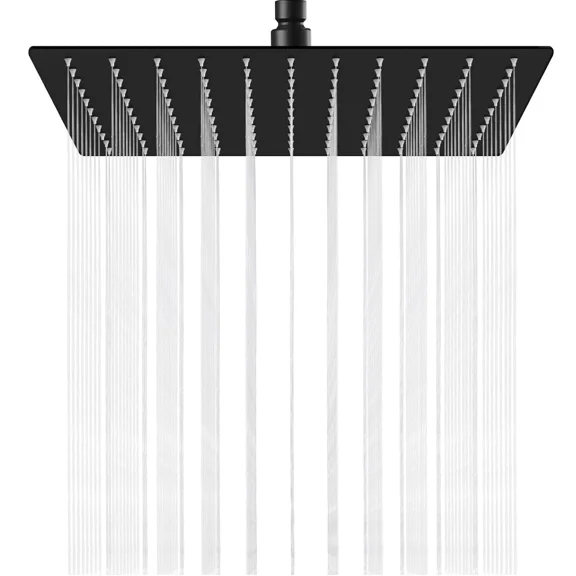 Black 16" Rain Shower Head Ultra thin Square Rainfall Sprayer Ceiling/Wall Mount