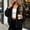 #18Black, variant on Women's Faux Suede Jacket Zip Up Cropped Bomber with Flap Pockets
