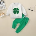 thumbnail image 2 of mgoYE Baby Girl Clothes 3 Months Baby Boy Girl St Patrick's Day Outfit Fuzzy Clover Embroidery Long Sleeve Sweatshirt Drawstring Joggers 2Pcs Clothes(Green,18-24 Months), 2 of 8