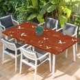 thumbnail image 2 of Japanese Style Table Cloths for 6 Foot Rectangle Tables, Vintage Art Cranes Ocean Wave Red Patio Waterproof Elastic Fitted Tablecloths, Washable Rectangular Table Cover for Camping, 2 of 8