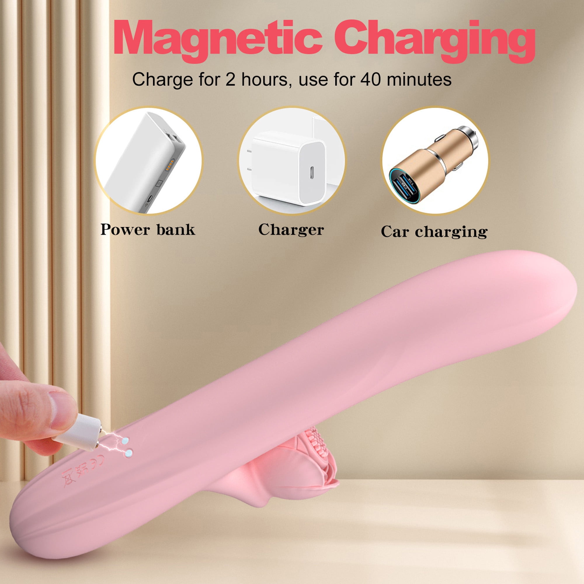 ESVOW Thrusting Rose Vibrator for Women Pleasure Female Sex Toys with 7 Vibrating & 7 Telescopic & Heating Modes Waterproof Silicone Adult Toy Stimulator for Couples