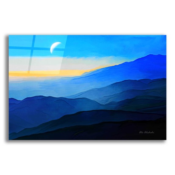Epic Art 'Blue Mountains' by Ata Alishahi, Acrylic Glass Wall Art, 16"x12"