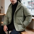 thumbnail image 7 of Men's Thick Puffer Jacket Solid Color Warm Hooded Winter Coat Stand Collar Zip Up Padded Outerwear for Daily, 7 of 7
