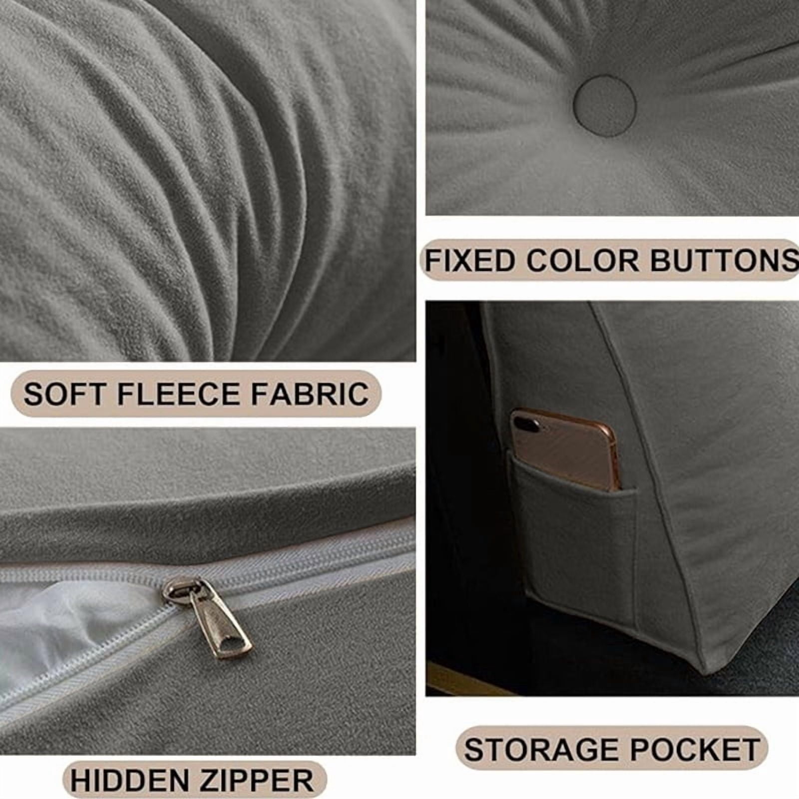 Triangle Reading Cushion with a Button, Gray 60*50*20cm