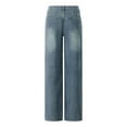thumbnail image 3 of Lamuusaa Women Denim Pants, Casual Party Street Pockets Waist Button Fall Spring Loose Pants, Blue, 3 of 9