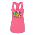 thumbnail image 2 of Wild Bobby, Colorful Rainbow Paint Love Streetwear Ladies Racerback Tank Top, Hot Pink, Small, 2 of 3