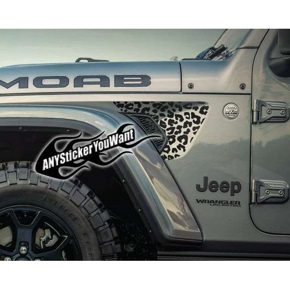 AnyStickerYouWant - Fender Vent Vinyl Decal Sticker Fits & Compatible with Jeep Wrangler JL/Jeep Gladiator JT 2018  Cheetah/Leopard Print