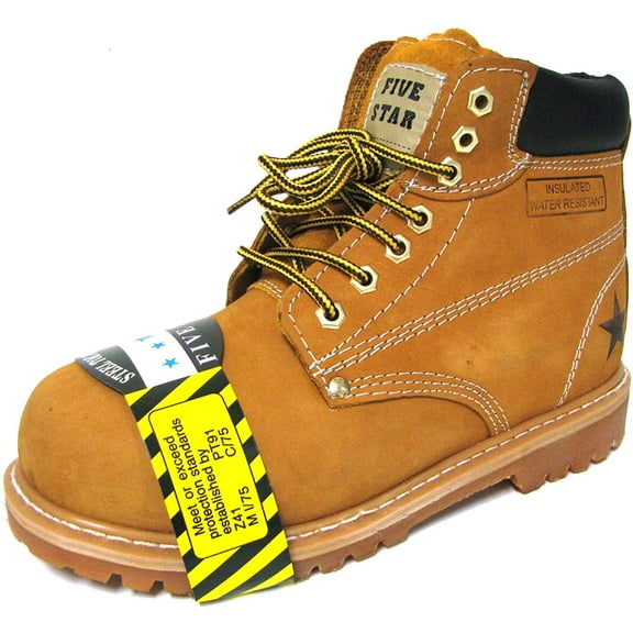 Men's Steel Toe Work Boots Nubuck Leather 6" Lug Sole Water Resistant Slip /Oil Resistant