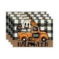 thumbnail image 1 of Plaid Bat Truck Halloween Placemats Set Of 4 Seasonal Table Mats For Party Kitchen Dining Decoration, 1 of 9