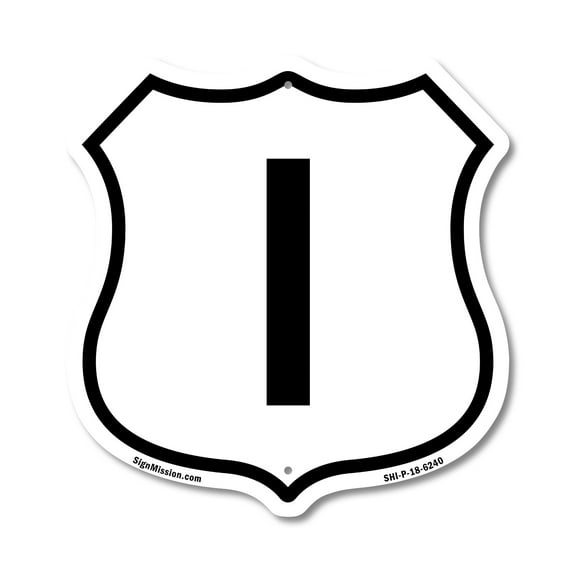 Letter I 12 inch X 12 inch Shield-Shaped Rust-Free Aluminum Metal Sign Weather Resistant Made in the USA