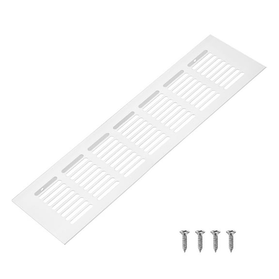 Uxcell 1-Pack Aluminum Alloy Door Air Vent Cover, 12x3"/300x80mm Ventilation Grille with Screws for Cabinet [Silver]
